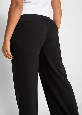 Wijde punto di roma broek met comfortband • zwart plus size • bonprix online shop