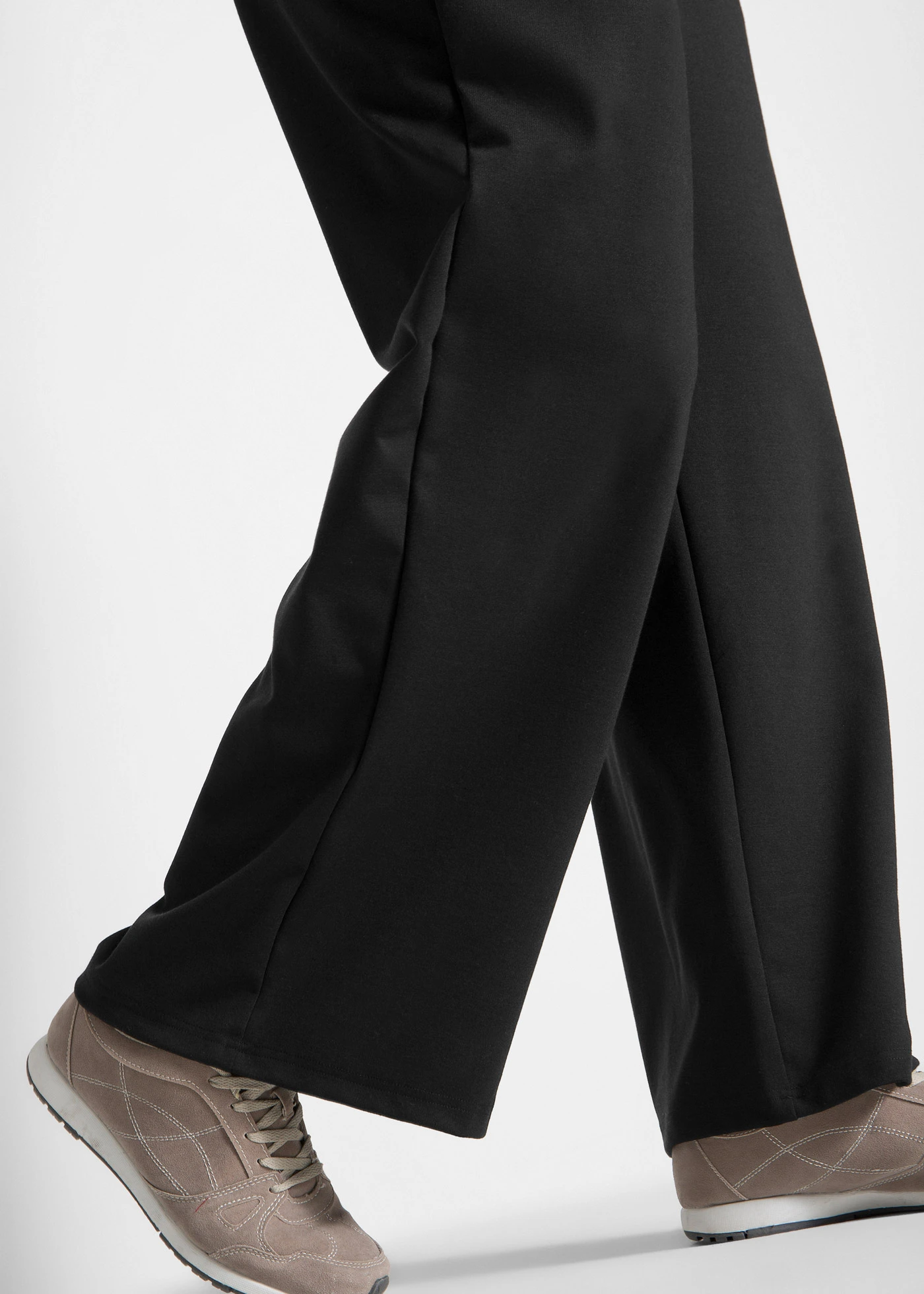 Wijde punto di roma broek met comfortband • zwart plus size • bonprix online shop