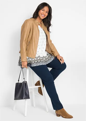 Extra wijde shirt tuniek in een viscosemix • wolwit grafisch plus size • bonprix online shop