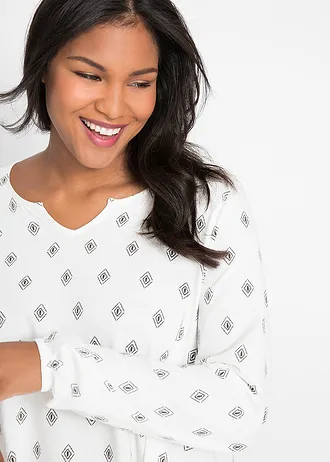 Extra wijde shirt tuniek in een viscosemix • wolwit grafisch plus size • bonprix online shop