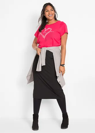 Tričko s natištěným srdcem, z organické bavlny, barva: granátově červená s potiskem