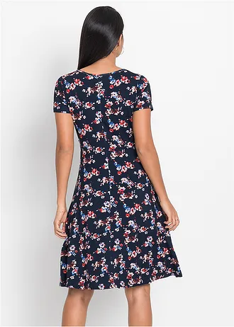Robe en jersey viscose, Couleur: bleu foncé floral