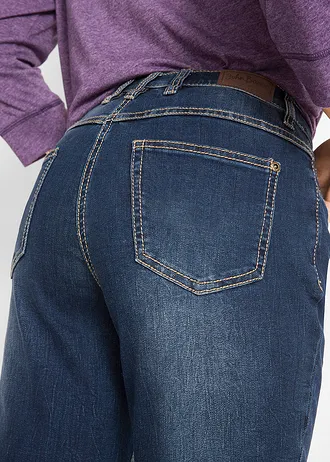 Straight džíny Mid Waist, se strečem • tmavě modrá used • bonprix obchod