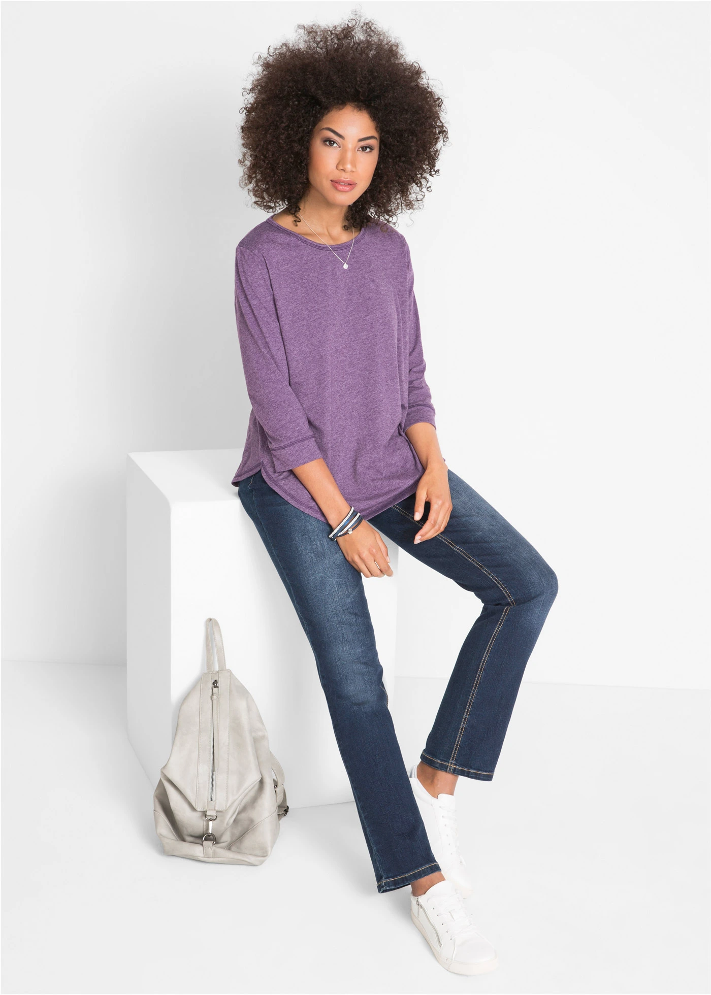 Straight džíny Mid Waist, se strečem • tmavě modrá used • bonprix obchod