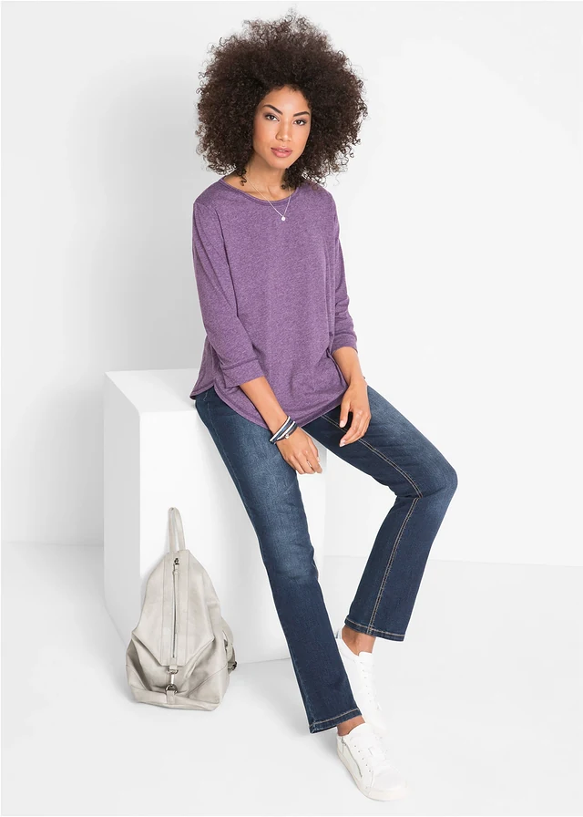 Jean droit taille mi-haute, extensible • bleu foncé used • product-page.page-title-suffix