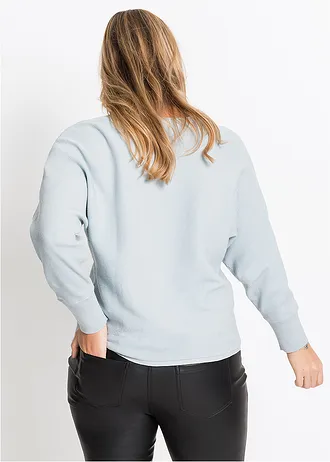 Geribde oversized trui, Kleur: poederblauw gemêleerd