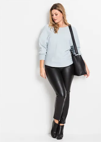 Geribde oversized trui, Kleur: poederblauw gemêleerd