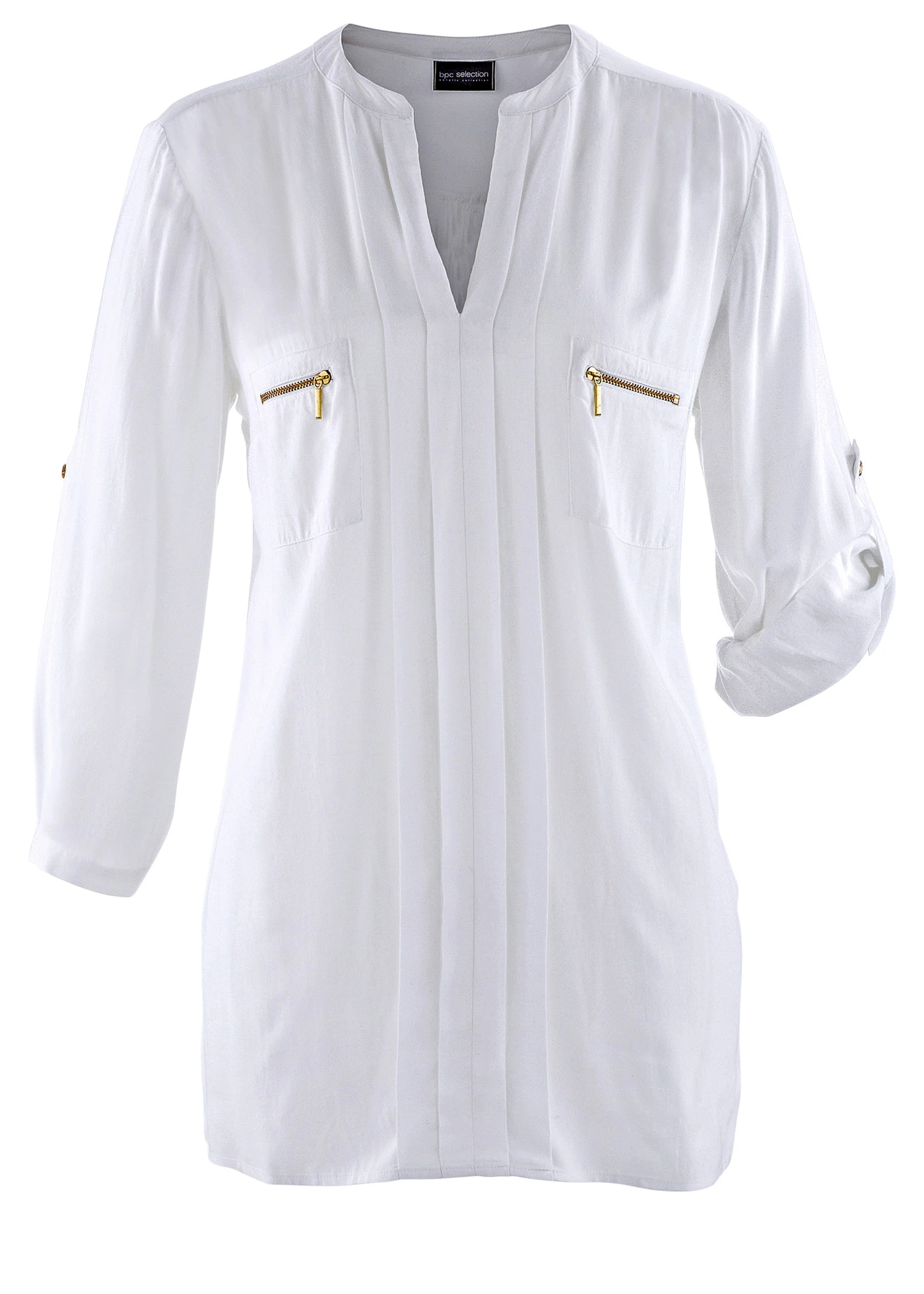 Bluzka tunikowa z lejącej wiskozy • biały • sklep bonprix