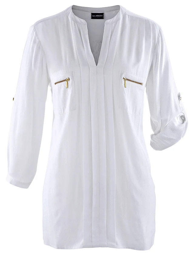 Blouse en viscose fluide, Couleur: blanc