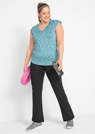 Pantaloni sport modelatori, evazați, cu buzunar, culoare: negru