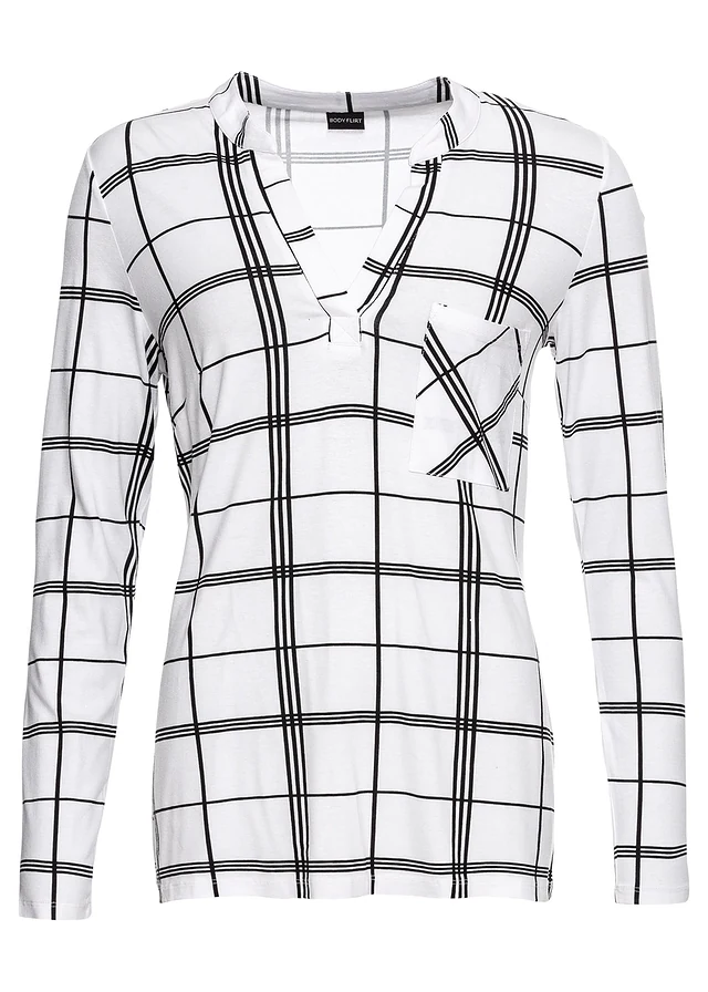T-shirt manches longues à carreaux • blanc cassé/noir à carreaux • product-page.page-title-suffix