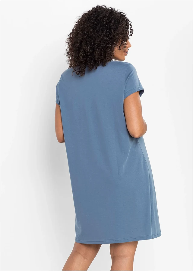 Chemise de nuit 100% coton, Couleur: bleu-imprimé chouette