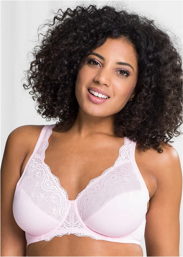 Lot de 2 soutiens-gorge à armatures et dentelle, Couleur: rose/blanc