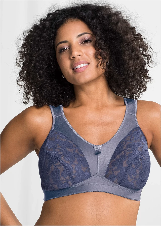Steun bh zonder beugels met gewatteerde schouderbandjes (set van 2), Kleur: donkerblauw+sandbeige