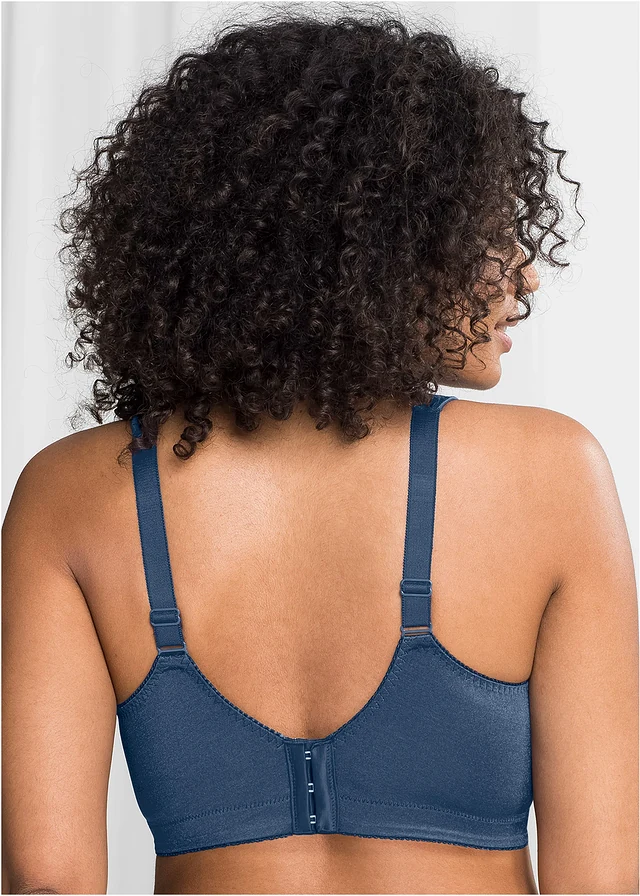 Lot de 2 soutiens-gorge grand maintien sans armatures, bretelles rembourrées, Couleur: bleu foncé + beige sable