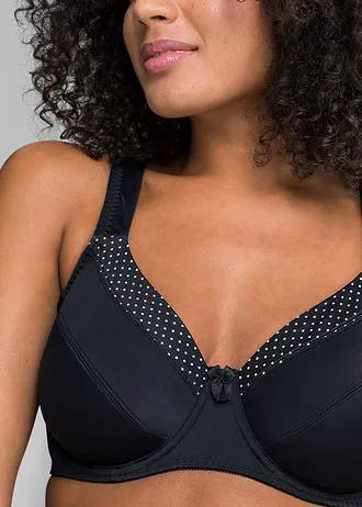 Soutien-gorge minimiseur à bretelles rembourrées, Couleur: noir + beige craie