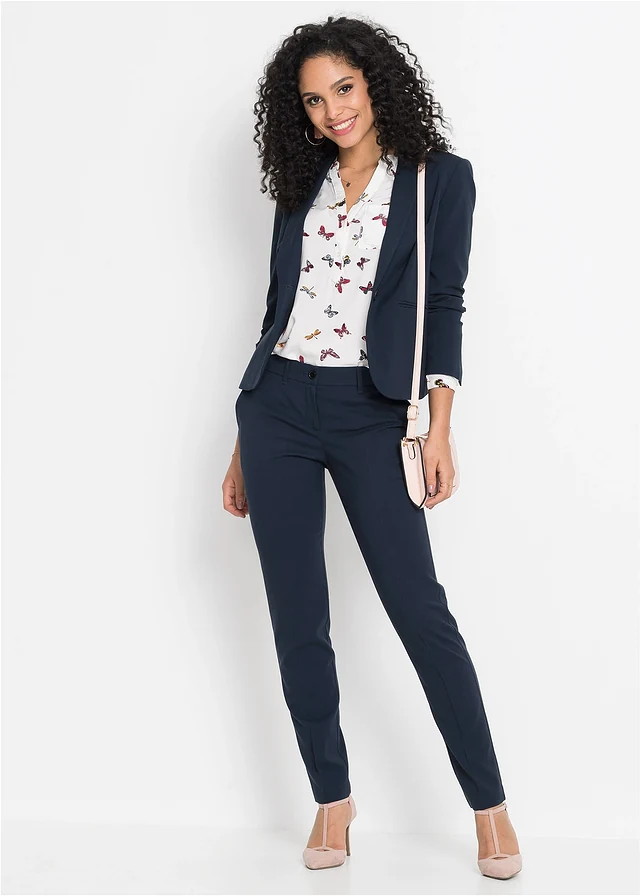 Pantalon, korte maten, Kleur: donkerblauw