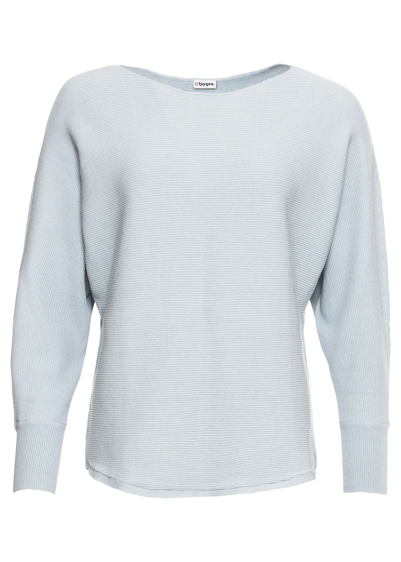 Sweter oversize z prążkowanej dzianiny • pudrowy niebieski melanż • sklep bonprix