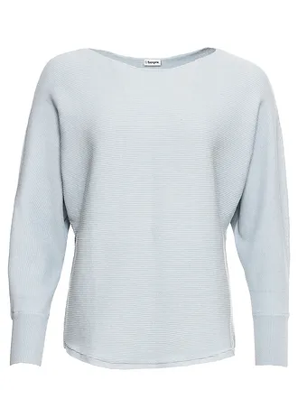 Pull côtelé oversize, Couleur: bleu poudré chiné