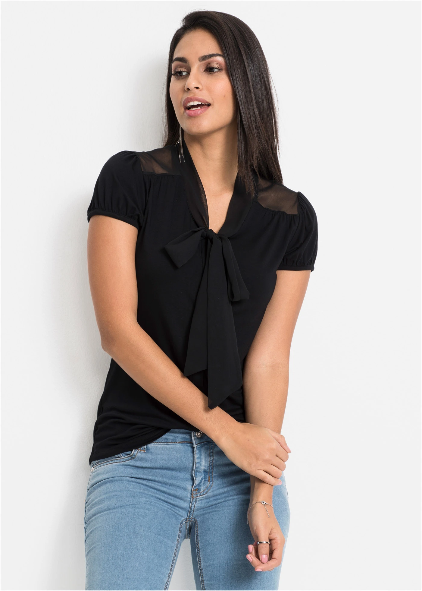 Chemisier matière T-shirt • noir • product-page.page-title-suffix