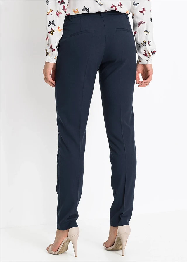 Pantalon de tailleur, taille courte, Couleur: bleu foncé