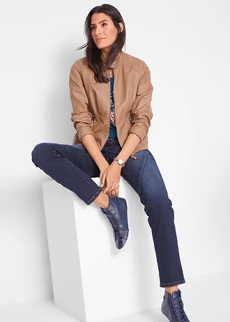 Shirt van slub garen, korte mouw, Kleur: donkerblauw