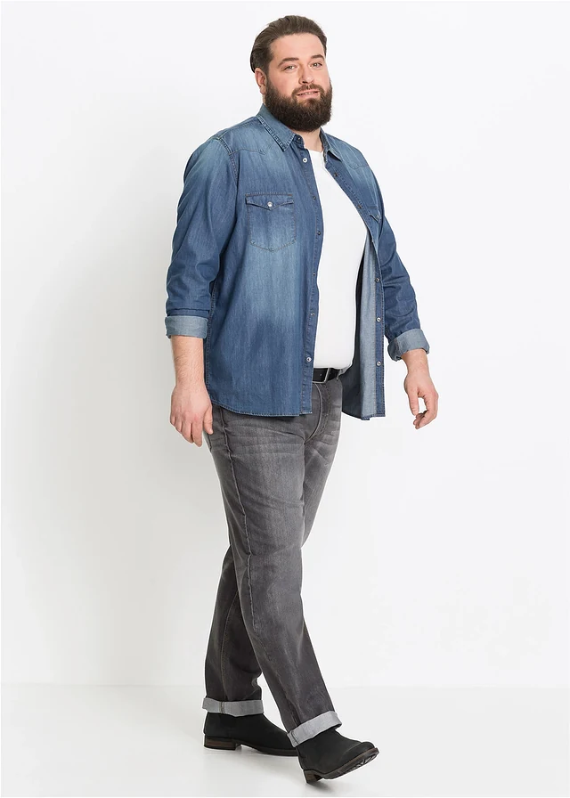 Regular fit jeans, straight, Kleur: grijs denim