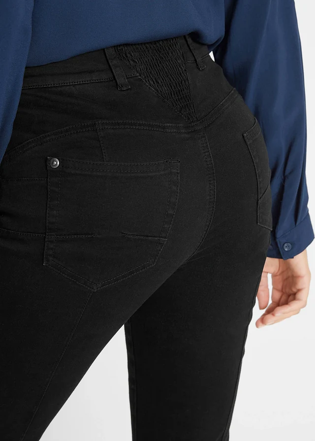 Slim Fit džíny Mid Waist, pohodlný pas • černý denim • bonprix obchod