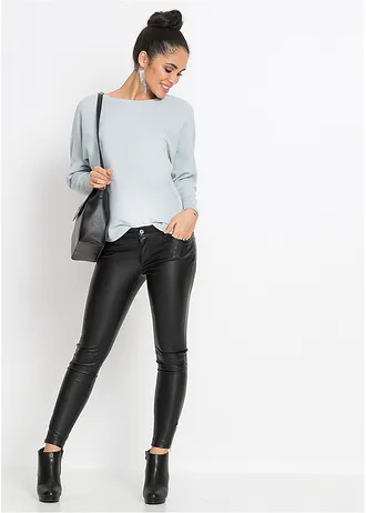 Pull côtelé oversize, Couleur: bleu poudré chiné