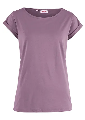 T-shirt van puur katoen, Kleur: mat lavendel