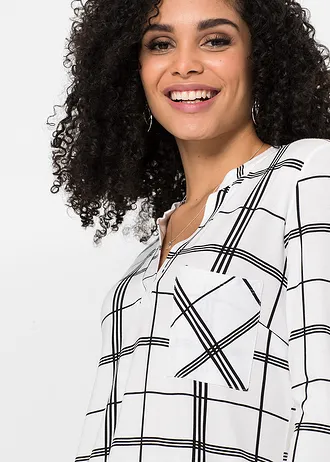 Longsleeve met ruitpatroon • wolwit - zwart geruit • bonprix online shop