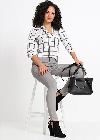 Longsleeve met ruitpatroon • wolwit - zwart geruit • bonprix online shop