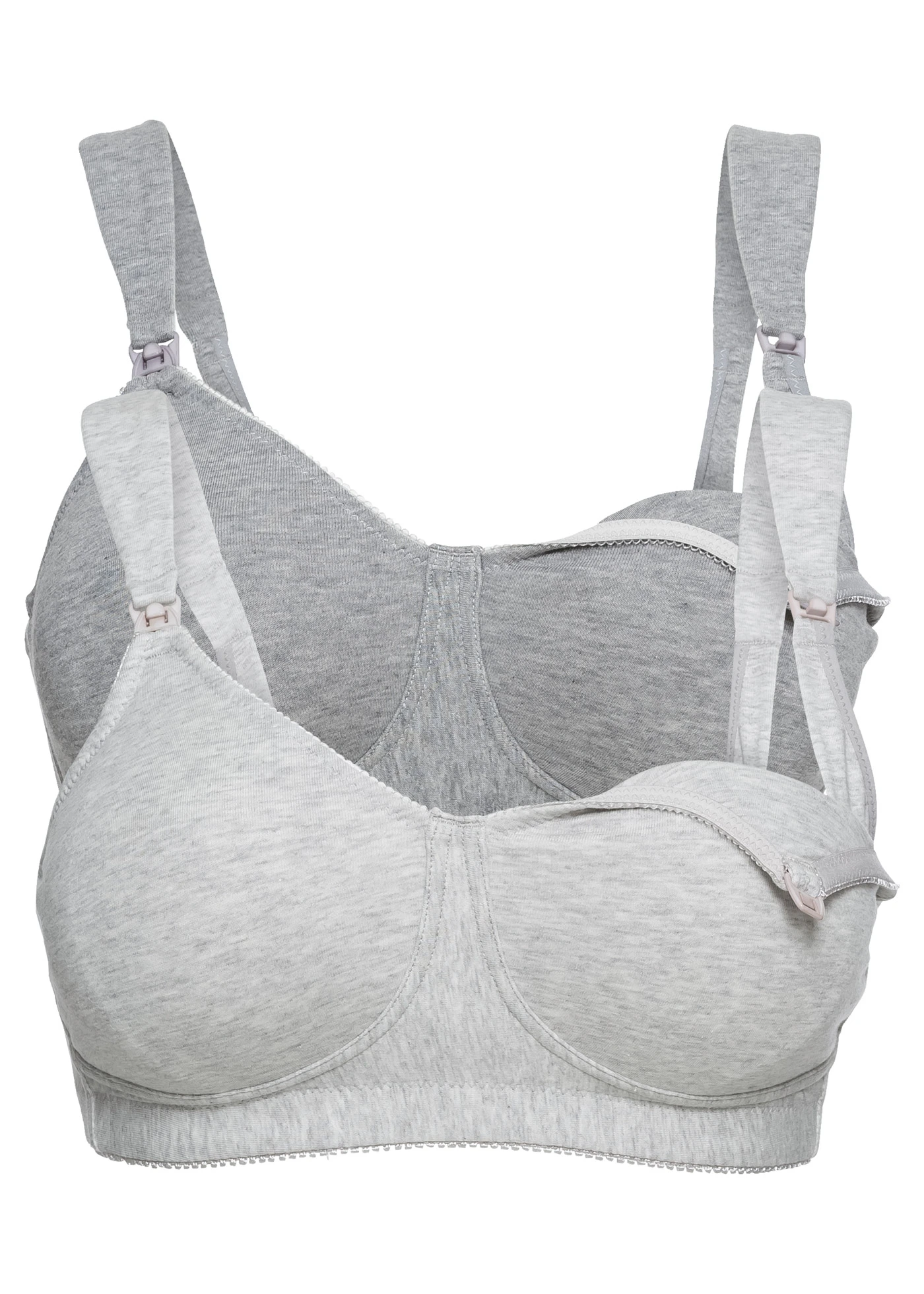 Sutien de alăptare fără armătură, cu bumbac organic (set/2 buc.) • gri deschis melanj + bej melanj • magazin bonprix