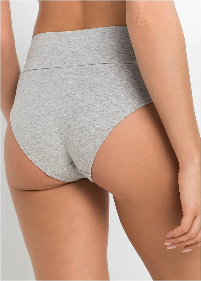 Lot de 3 culottes de grossesse coton, Couleur: noir+gris clair chiné+beige mat