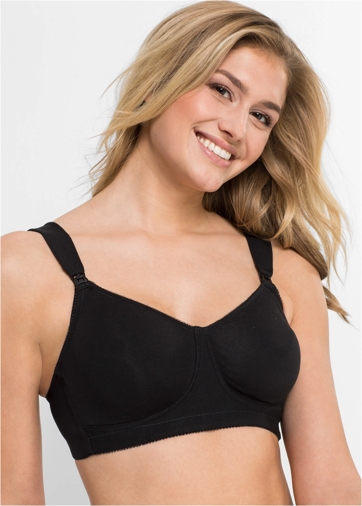 Sutien de alăptare fără armătură, cu bumbac organic (set/2 buc.) • negru/negru • magazin bonprix