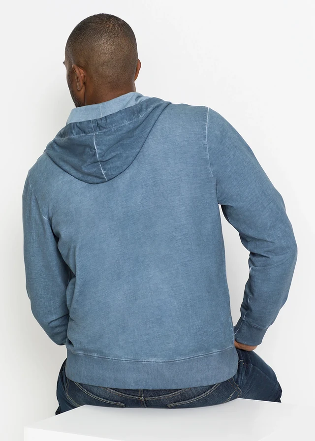 Sweat zippé à capuche, aspect délavé • bleu used • product-page.page-title-suffix