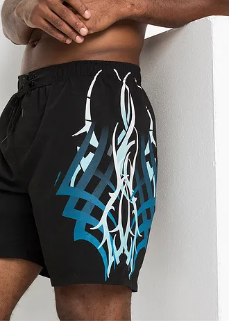 Heren zwemshort met opvallende print • zwart/blauw met print • bonprix online shop