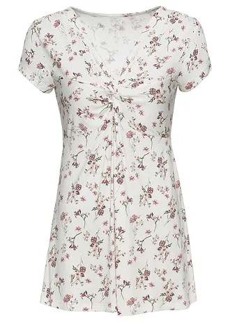 T-shirt en viscose extensible, Couleur: blanc floral