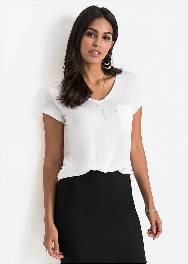 T-shirt van zachte viscose, Kleur: wit