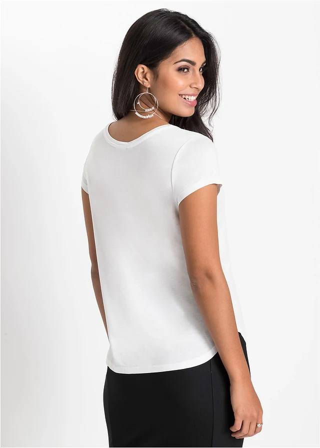 T-shirt van zachte viscose, Kleur: wit