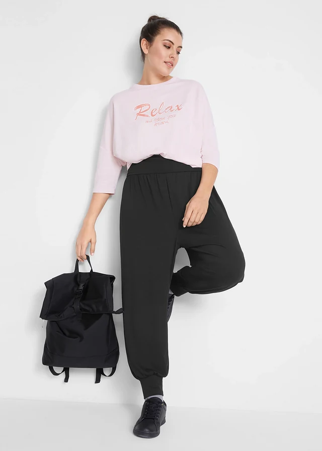 Sarouel avec bande siliconée à la taille, Couleur: noir