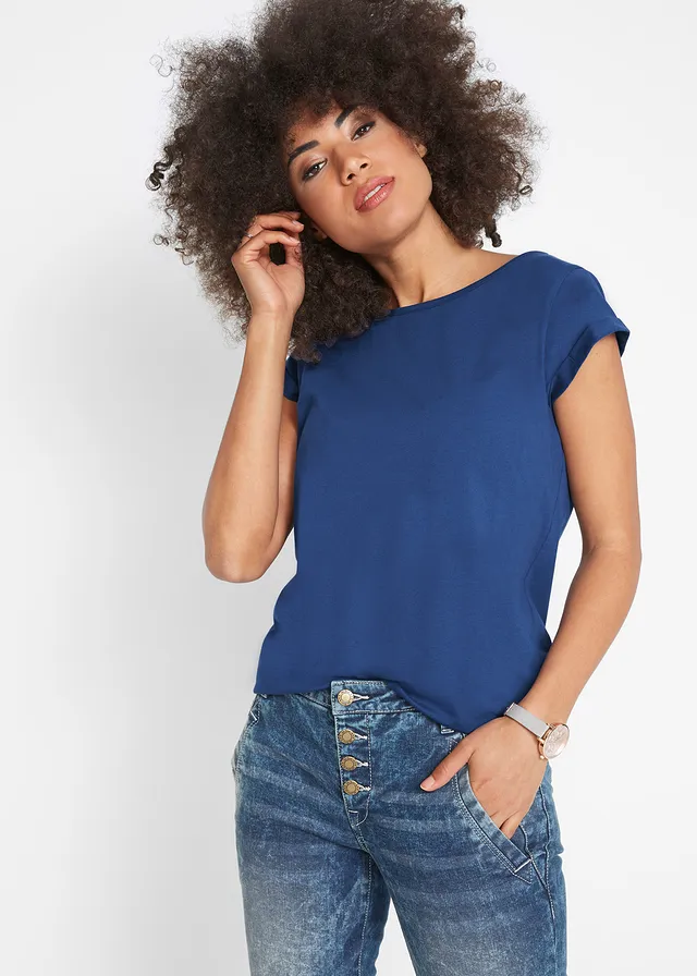 T-shirt van puur katoen • middernachtsblauw. • bonprix online shop