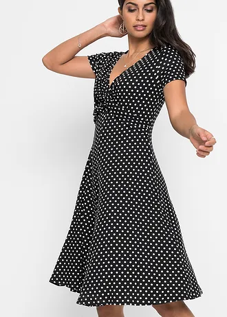 Robe en jersey viscose extensible • noir pois blanc • Boutique bonprix