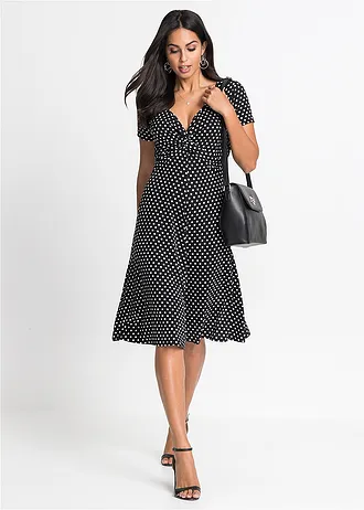 Robe en jersey viscose extensible • noir pois blanc • Boutique bonprix