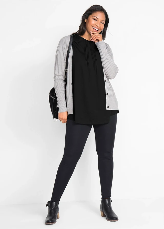 T-shirt in A-lijn, korte mouw, Kleur: zwart
