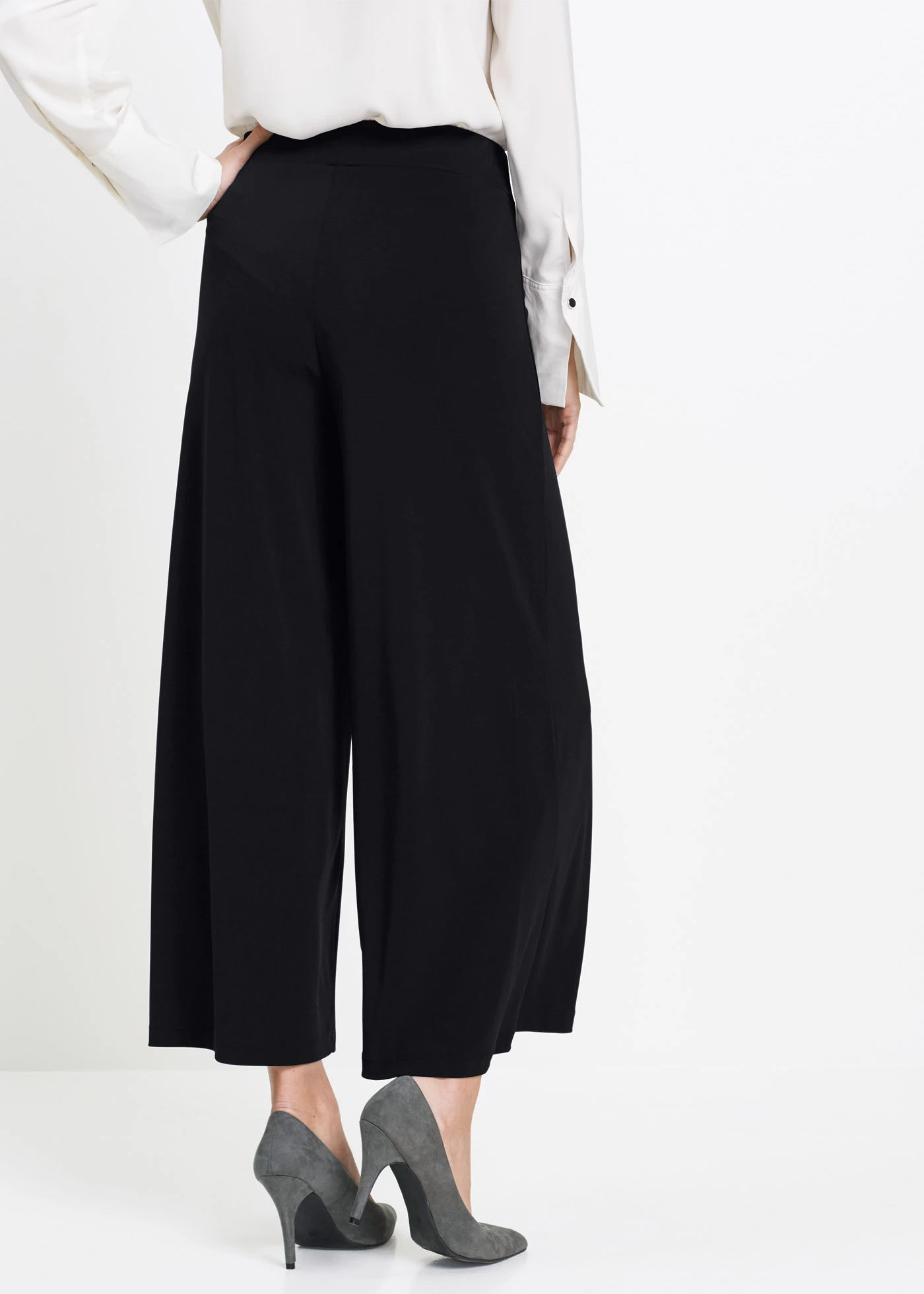 Žerzejové kalhoty Culotte • černá • bonprix obchod
