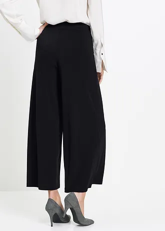 Žerzejové kalhoty Culotte • černá • bonprix obchod