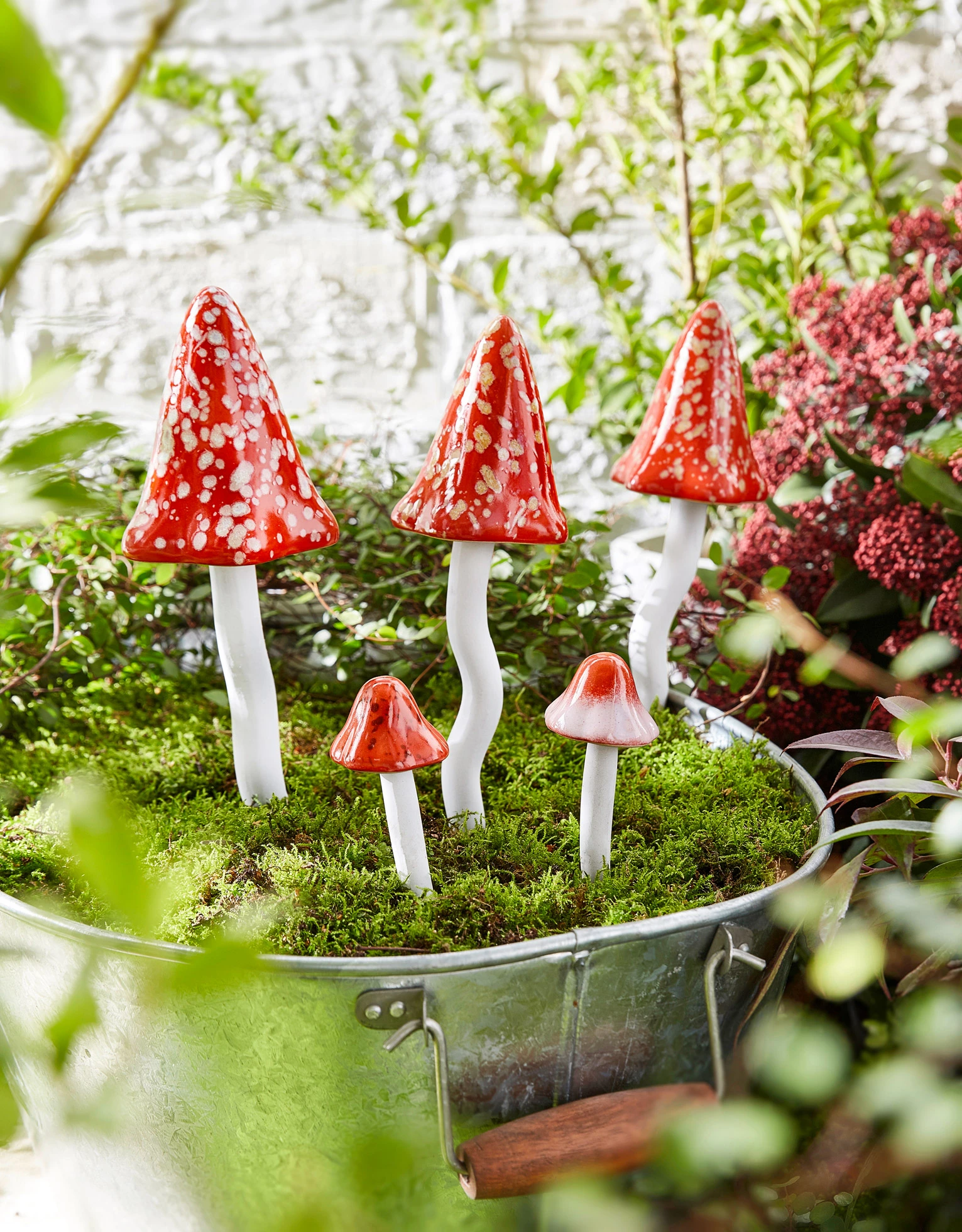 Ţepuşă deco de grădină, ciupercă (set/5piese) • roșu/alb • magazin bonprix