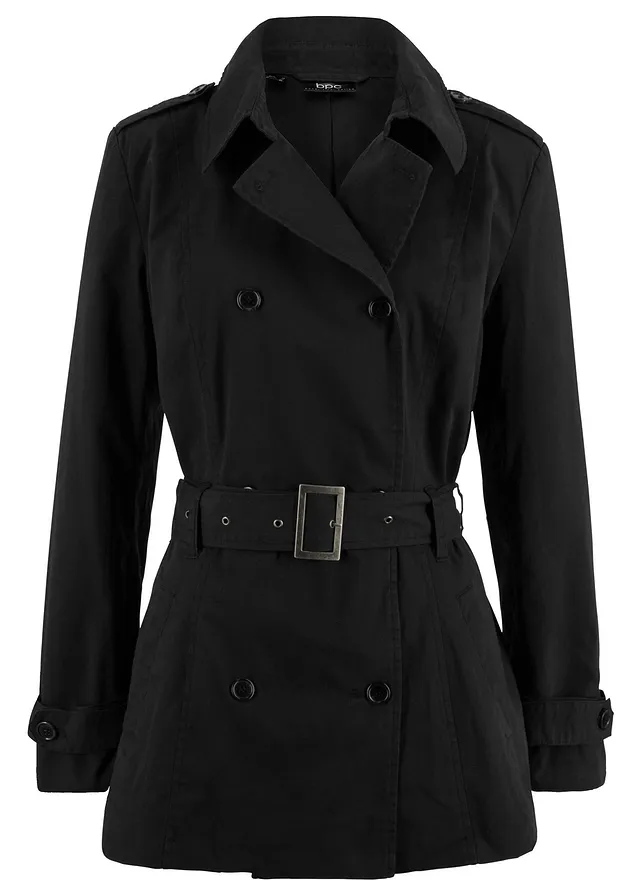 Korte trenchcoat • zwart • bonprix online shop