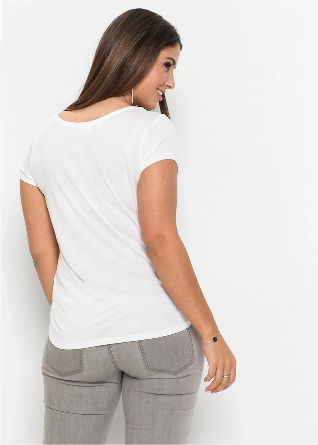 T-shirt en viscose douce, Couleur: blanc